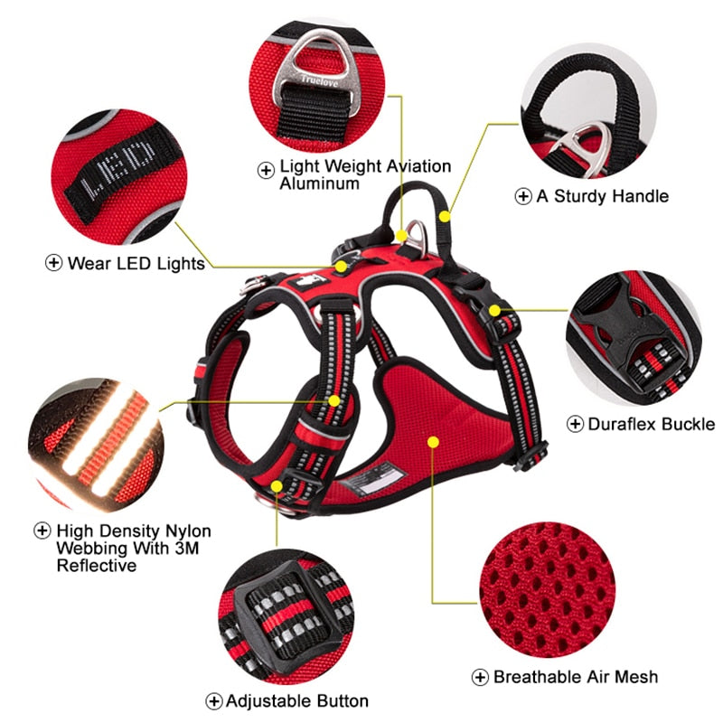 Pet Reflective Nylon Dog Harness No Pull Adjustable
