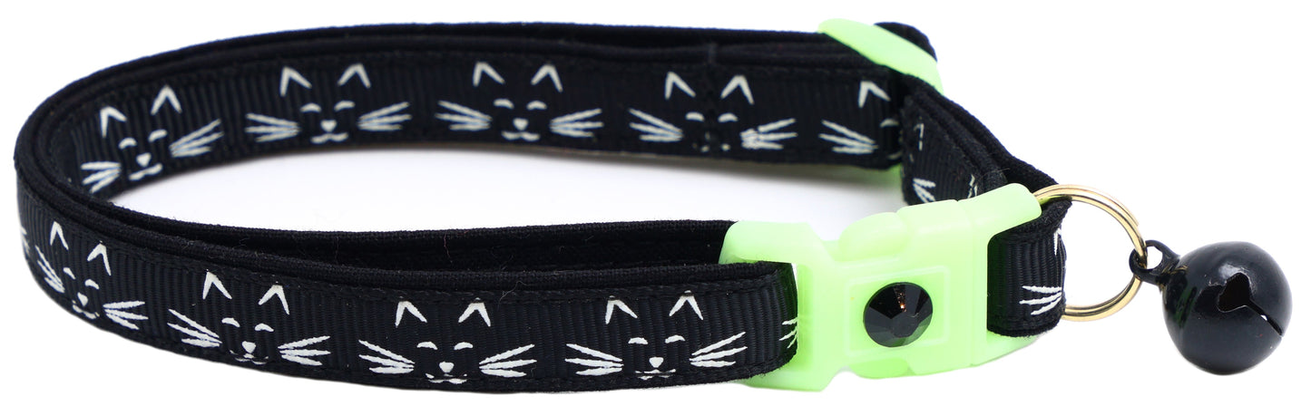 Glowing Cat Faces Breakaway Cat Collar-5