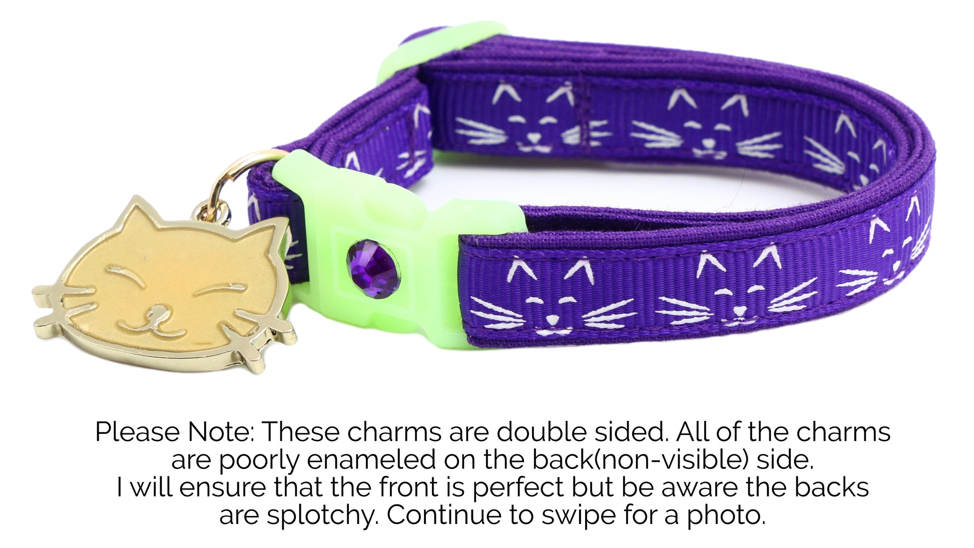 Glowing Cat Faces Breakaway Cat Collar-25