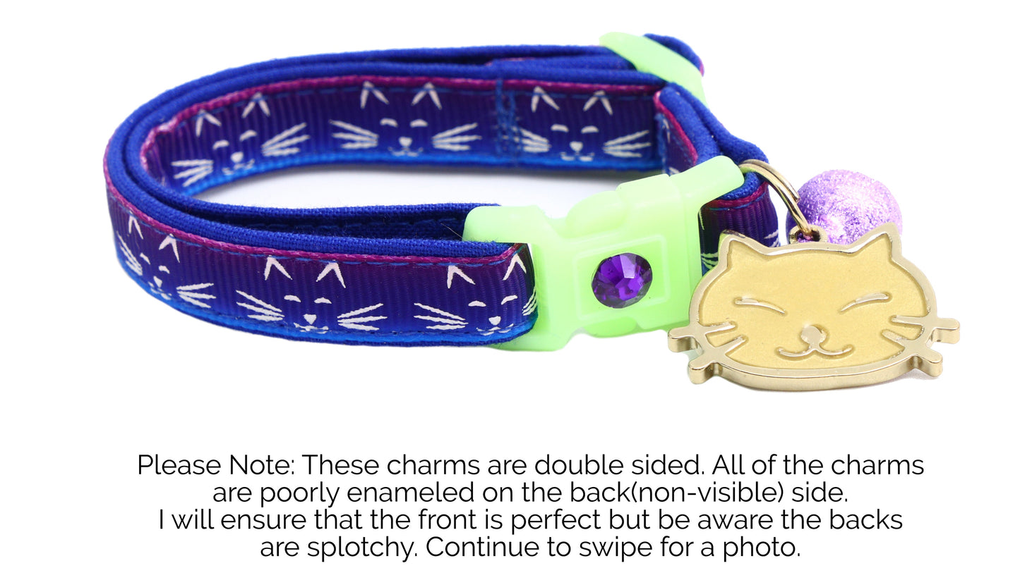 Glowing Cat Faces Breakaway Cat Collar-34