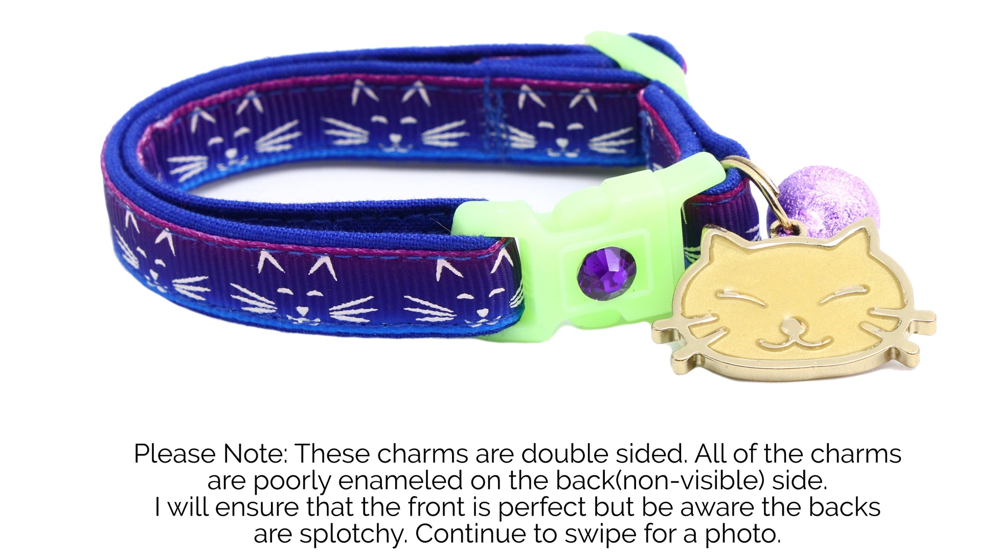 Glowing Cat Faces Breakaway Cat Collar-34