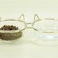 Sparkling Glass Cat Bowl With Elevated Metal Rack - Stylish And Functional Pet Feeder-2