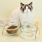 Sparkling Glass Cat Bowl With Elevated Metal Rack - Stylish And Functional Pet Feeder-0