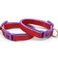 Purple Squiggles on Red Cat Collar-2