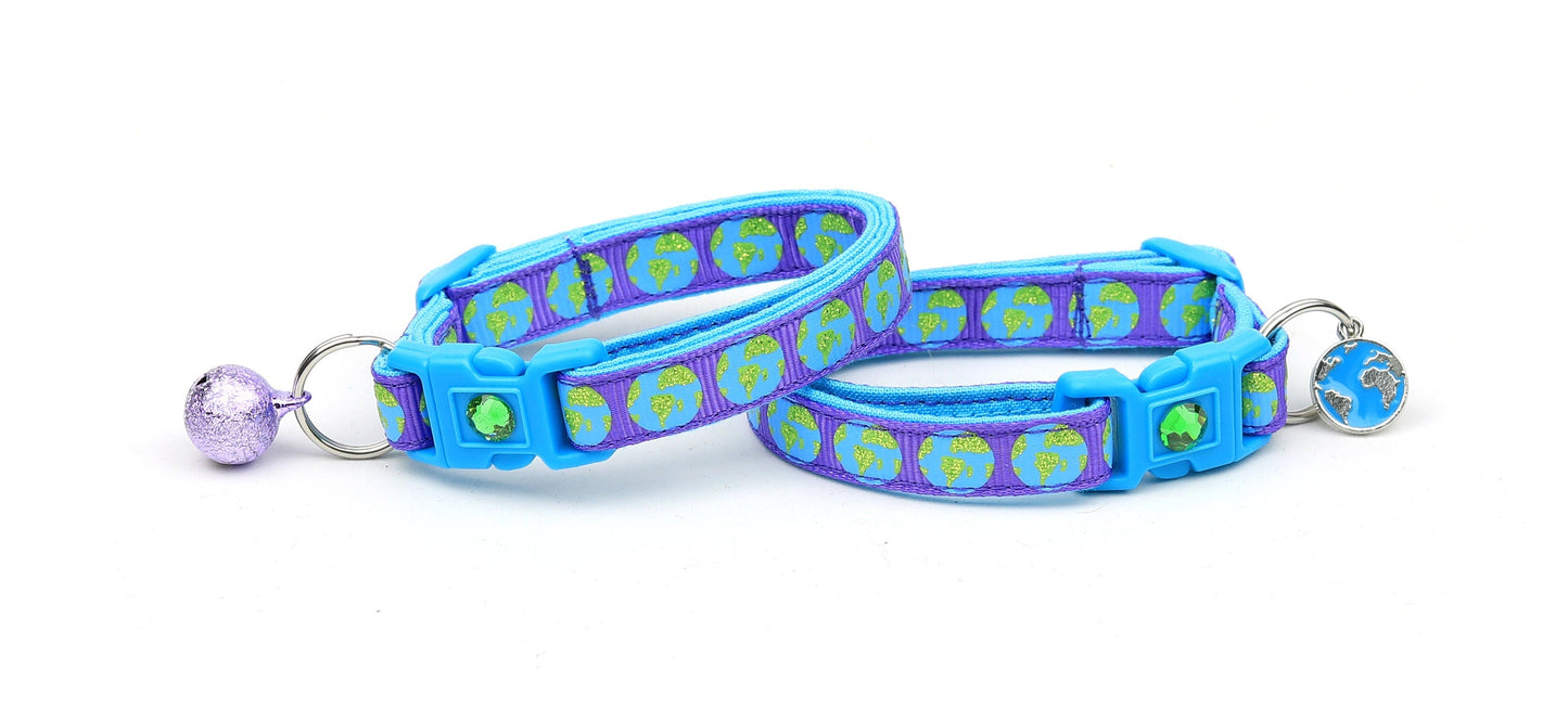 Earth on Purple Cat Collar-2
